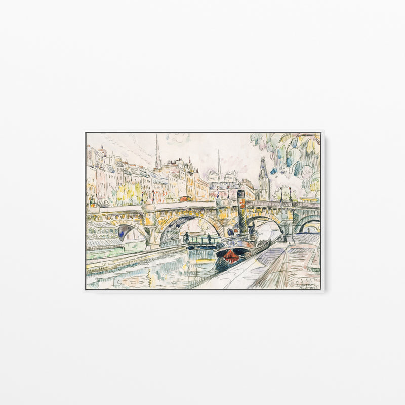 Tugboat at the Pont Neuf, Paris by Paul Signac- Stretched Canvas Print or Framed Fine Art Print I Heart Wall Art Australia 